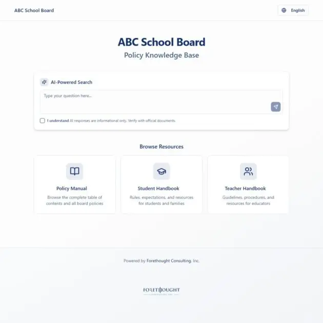 ABC School Board Policy Knowledge Base Screenshot